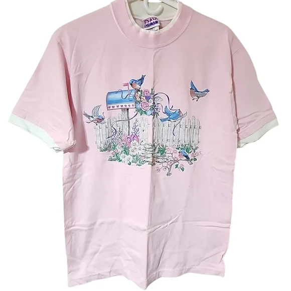 Vintage Daybreak Blue Jay & Mailbox Jersey Tee – Large 💙🕊️ - Picture 2 of 4